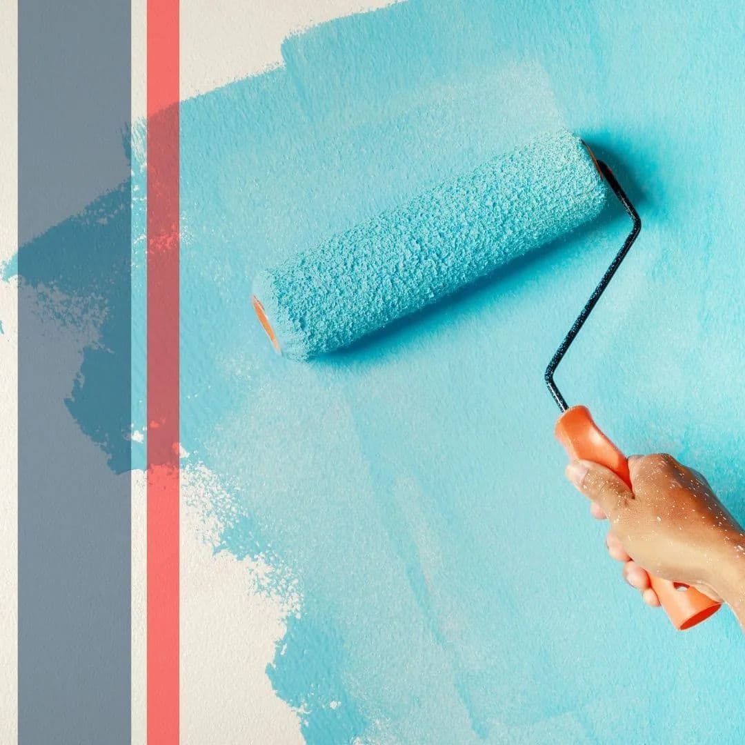 blue paint roller